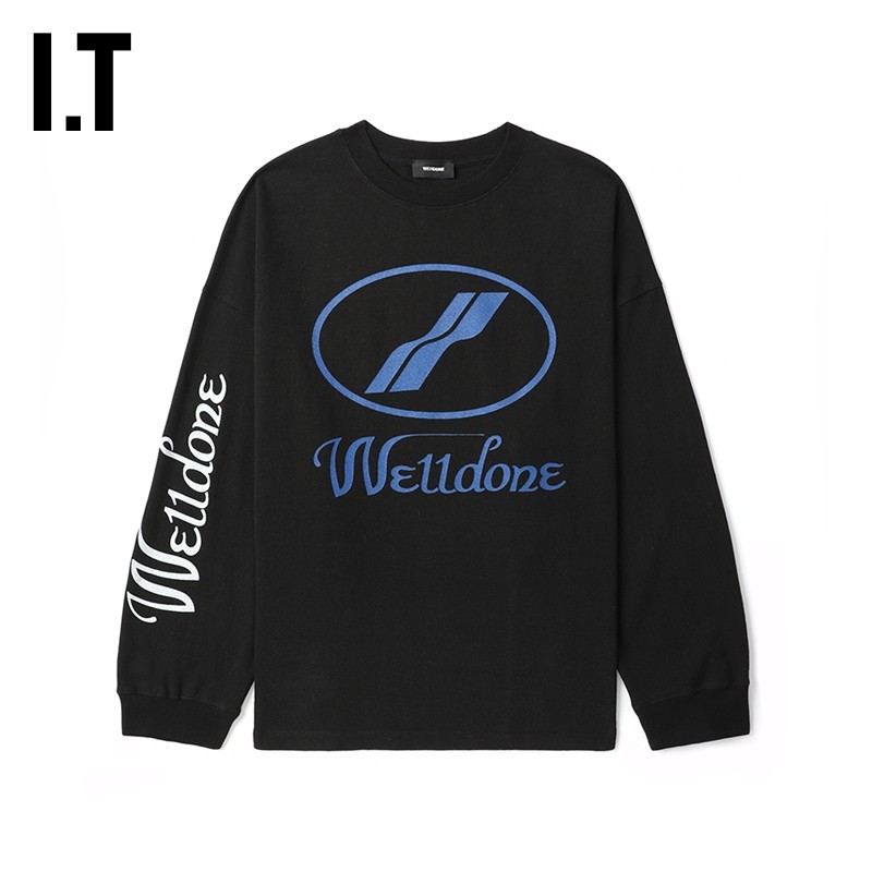 it we11done女装宽松圆领卫衣新款个性潮流logo印花套头衫712ubkx