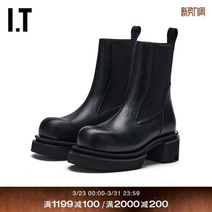 时尚 厚底切尔西靴新款 Owens女款 酷感短靴中筒靴6832LO0Q Rick