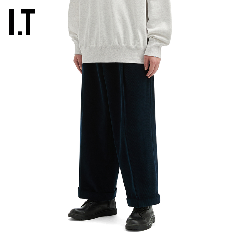 ITkolor灯芯绒阔腿裤复古摩登