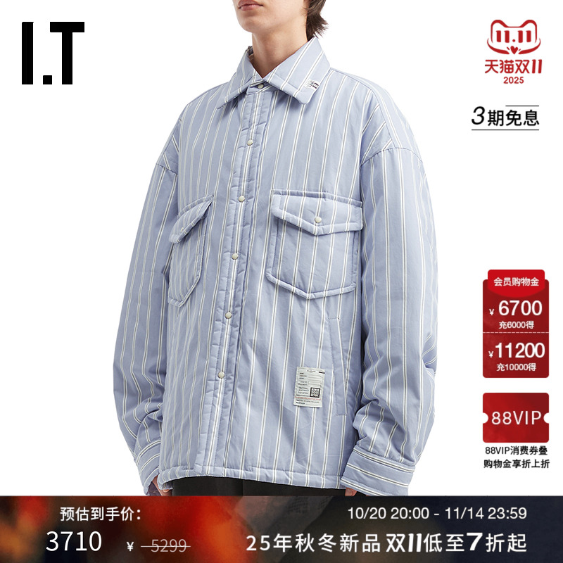 IT Mihara Yasuhiro男装衬衫式夹克新款竖条纹翻领外套5SH185MP