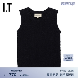 纯色无袖 简约时尚 PortsPURE女装 上衣K16422XO 圆领针织背心新款