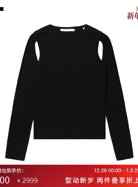 IT HELMUT LANG女装合身长袖针织衫新款挖剪镂空薄上衣2H0703XM