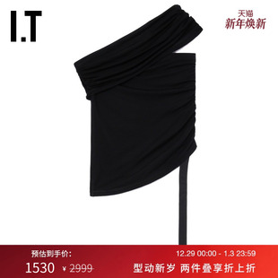 HELMUT 时髦解构感修身 LANG女装 上衣新款 露肩背心 不对称无袖