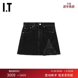 活力时尚 合身牛仔半身裙新款 破洞A字短裙K400BXM VETEMENTS女装