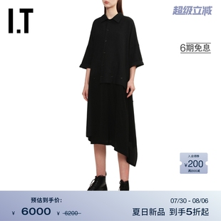 不对称半袖 s女装 裙D12829XP 连衣裙新款 随性日系风宽松衬衫