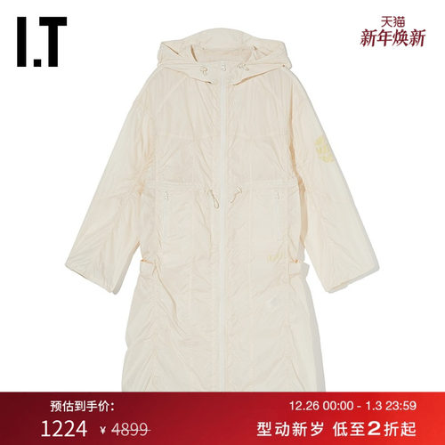 IT SJYP女装连帽长外套新品时尚休闲字母印花拉链薄外套JM110WXI - 封面