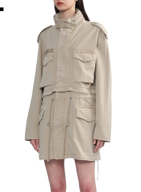 IT HELMUT LANG女装风衣式长袖连衣裙新款工装风立领短裙3H0101XO