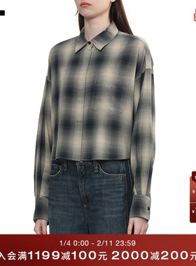 IT rag & bone女装格纹衬衫新款复古通勤合身格子短衬衣RA7S25XQ