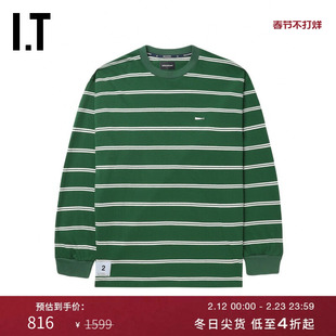 IT DESCENDANT男装条纹长袖T恤新款活力复古宽松圆领上衣SCSM13MM