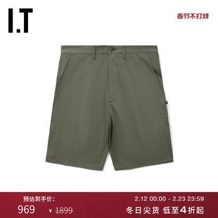 IT DESCENDANT男装宽松休闲短裤新款简约时尚纯色直筒中裤PTM0CMM