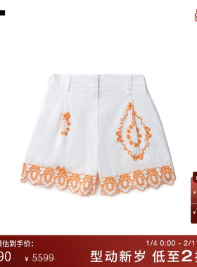 IT Simone Rocha女装高腰短裤新品复古宫廷风刺绣休闲裤4069T4XK