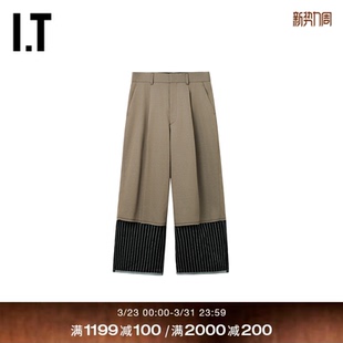 kolor男装 复古日潮材质拼接叠层西裤 阔腿裤 新款 P03102MQ 长裤