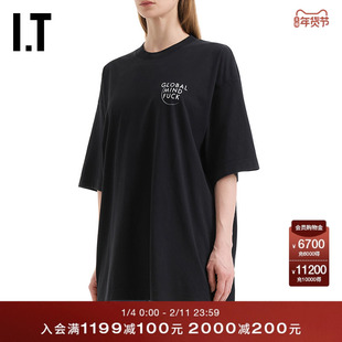 IT VETEMENTS女装中长款落肩T恤新款随性休闲廓形半袖TR225BXQ