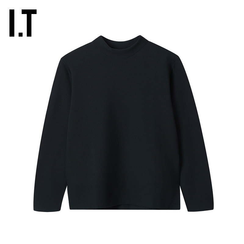 ITCFCL小圆领长袖T恤简洁基础款