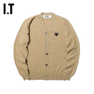 GARÇONS川久保玲男针织开衫 黑色爱心刺绣 des COMME CDG PLAY