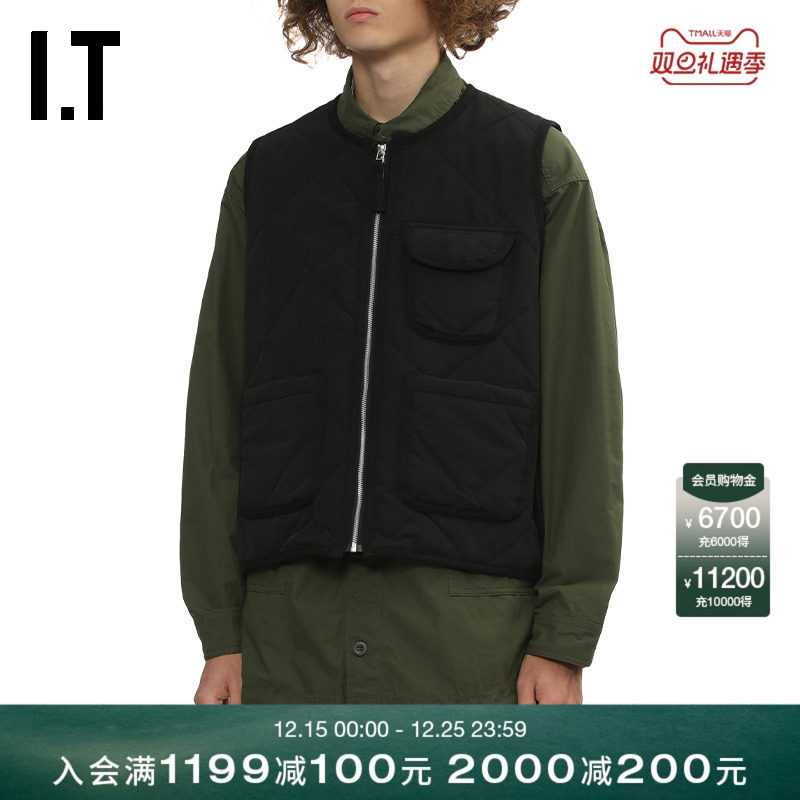 IT绗缝拉链马甲短背心休闲外搭