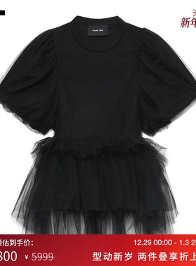 IT Simone Rocha女装泡泡袖T恤新款时尚优雅网纱叠层拼接531053XO