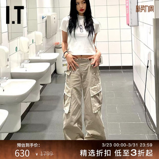 口袋休闲复古长裤 阔腿工装 新款 GZOPTPT800B00 GROUNDZERO女装