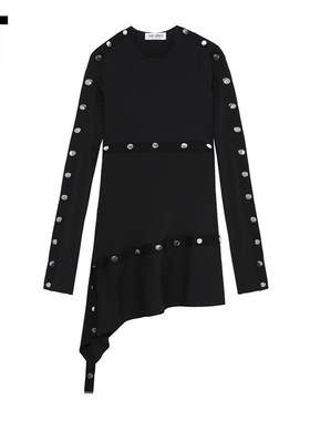 IT THE ATTICO女装修身长袖连衣裙新款酷感时髦扣饰短裙273AXM