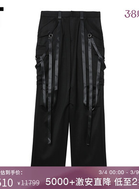 IT R13女装宽松直筒长裤新款甜酷时髦多绊带装饰休闲裤WR2202XL