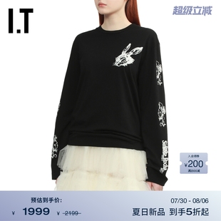 Simone 圆领长袖 Rocha女装 饰上衣5194P1XP T恤新款 兔子图案装