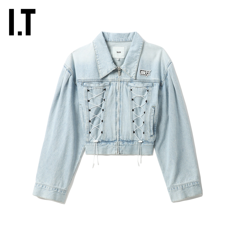 ITSJYP翻领拉链牛仔夹克