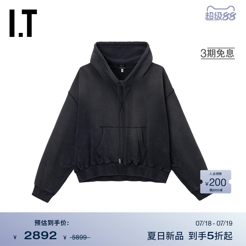 ITR13做旧磨白连帽卫衣