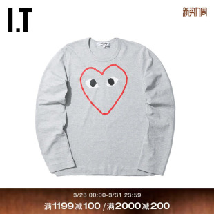 COMME PLAY des GARCONS女装 T恤爱心LOGO印花69XD 圆领长袖 CDG