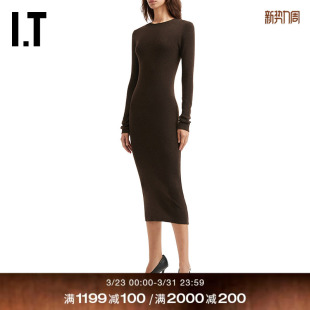 复古气质修身 连衣裙新款 长袖 包臀裙9022FWXQ ESSENTIALS女装