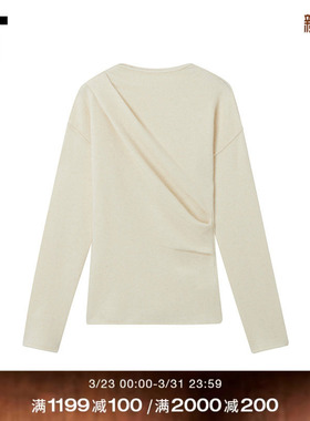 IT HELMUT LANG女装小圆领针织衫新款时髦大气褶饰薄毛衣702C05XQ