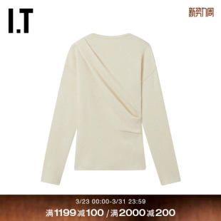 新款 小圆领针织衫 LANG女装 时髦大气褶饰薄毛衣702C05XQ HELMUT