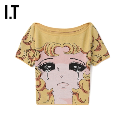 ITpushBUTTON短袖针织衫