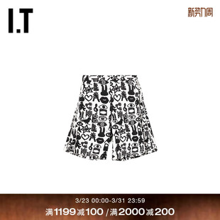 des GARCONS 中裤 CDG 满幅图案阔腿裤 COMME BLACK情侣款 HOMME