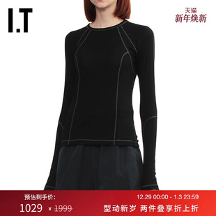 修身 LANG女装 长袖 T恤新款 上衣5027X 简约干练圆领打底衫 HELMUT