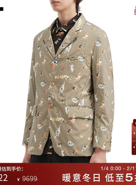 IT UNDERCOVER高桥盾男装西装夹克新款满幅狗狗图案装饰外套41051