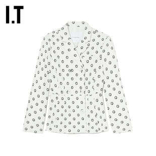 IT pushBUTTON女装西装夹克新品摩登雏菊满印双排扣外套30105WXJ