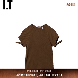 T恤新款 圆领短袖 LANG女装 时髦气质罗纹上衣5052PLXQ HELMUT