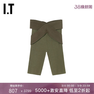 IT DION LEE女装针织短裤时髦简约交叠拼接紧身打底裤081S22XI