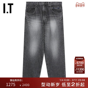 IT DESCENDANT男装宽松牛仔长裤新款时尚潮流水洗直筒裤SPTM01MM