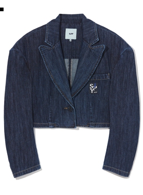 IT SJYP女装廓形短款牛仔夹克新款水洗磨白翻领西装外套JC2300XM