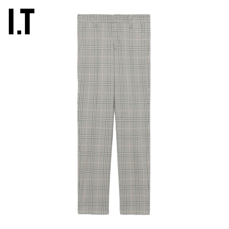 IT ZADIG & VOLTAIRE女装格纹长裤时尚合身小直筒西裤0731XJ