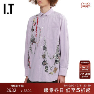 IT doublet男装长袖衬衫新款复古个性立体图案装饰衬衣2SH162MP