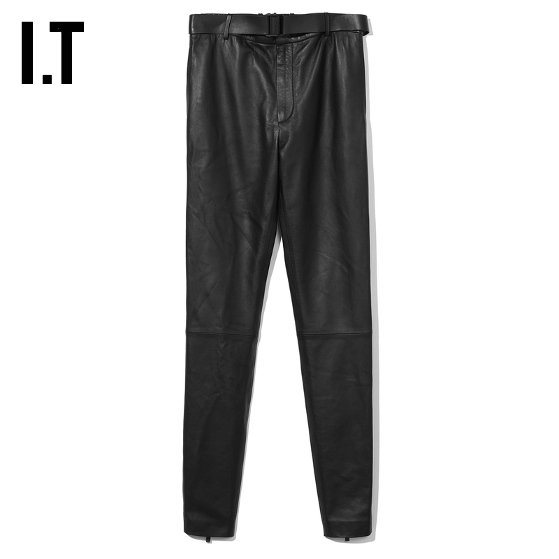 ITOFF-WHITE™合身小脚裤皮裤
