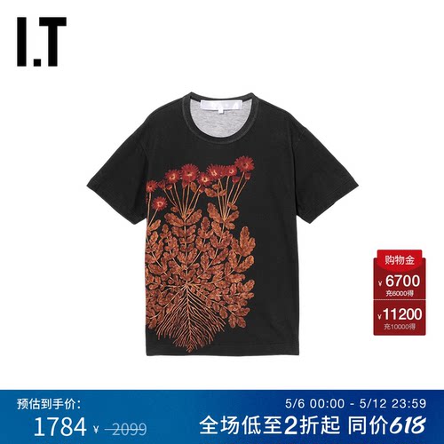 IT植物图案装饰短袖T恤