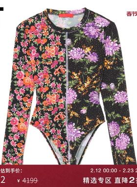 IT Commission女装修身连体衣时髦热辣挖剪露背满印连身衣340455X