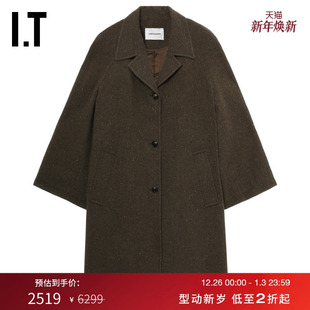 毛呢大衣新款 中长款 CLASSIC女装 复古质感呢子长外套06KHXN LOW