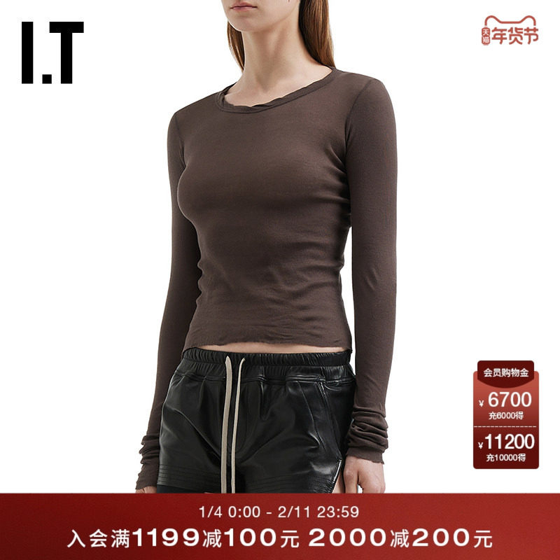 IT Rick Owens女装修身长袖T恤新款简约休闲纯色内搭上衣6209MR5Q,女装/女士精品,T恤,淘宝优惠券,粉丝福利购,淘宝优惠卷
