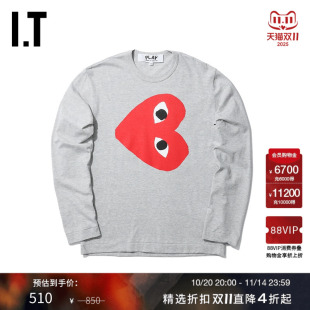 COMME PLAY des GARCONS男装 T恤爱心LOGO印花T268MD 长袖 CDG