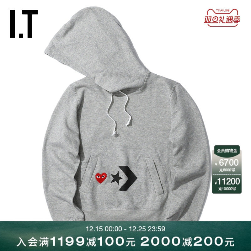 IT CDG PLAY COMME des GARÇONS川久保玲女连帽卫衣爱心刺绣印花