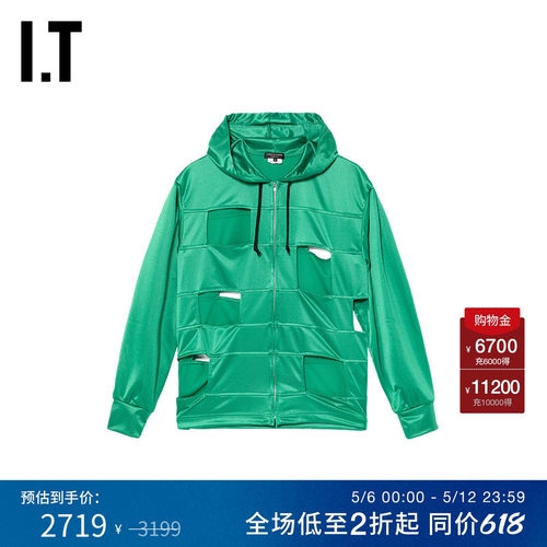 IT镂空连帽拉链卫衣上衣